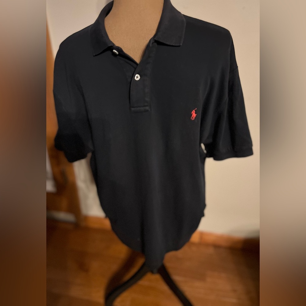 POLO BY RALPH LAUREN MENS BLACK 100% COTTON POLO, SIZE M
